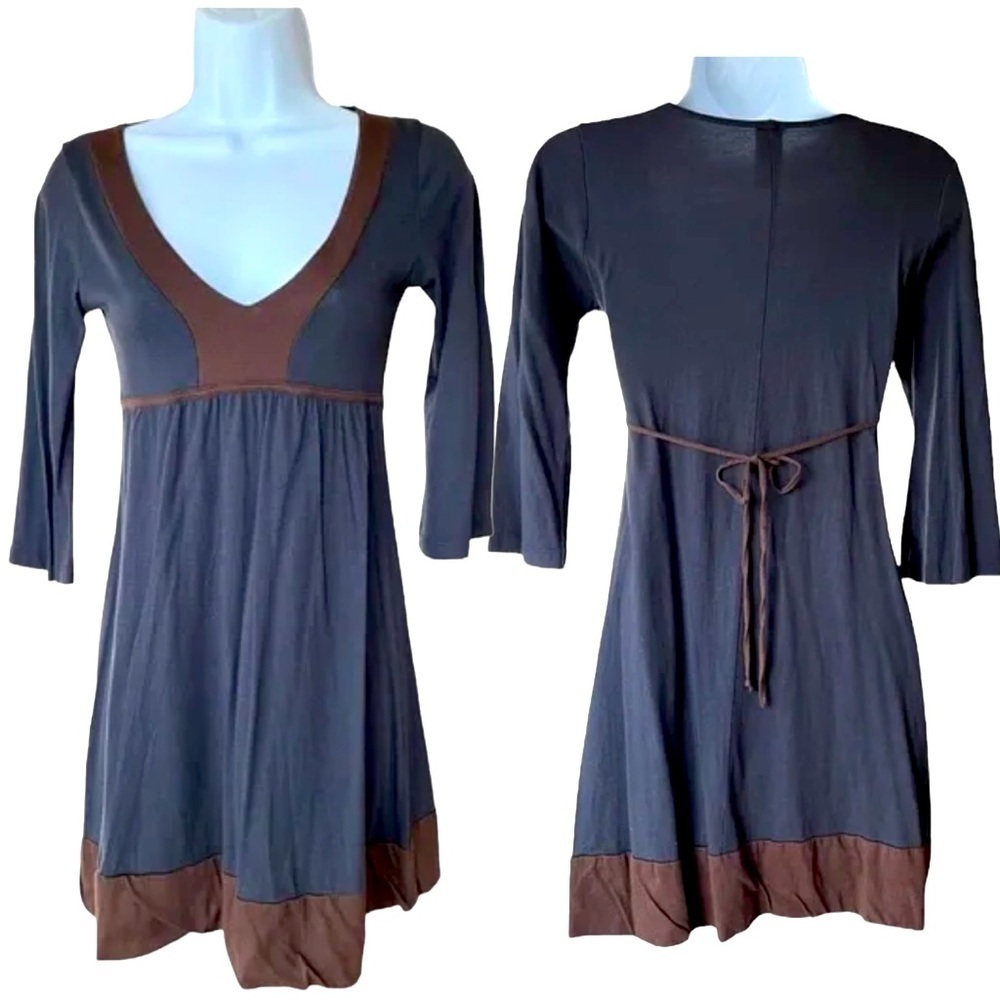 JLHEART Long Sleeve V-Neck Knit Tunic A Line Mini Dress, Size Small